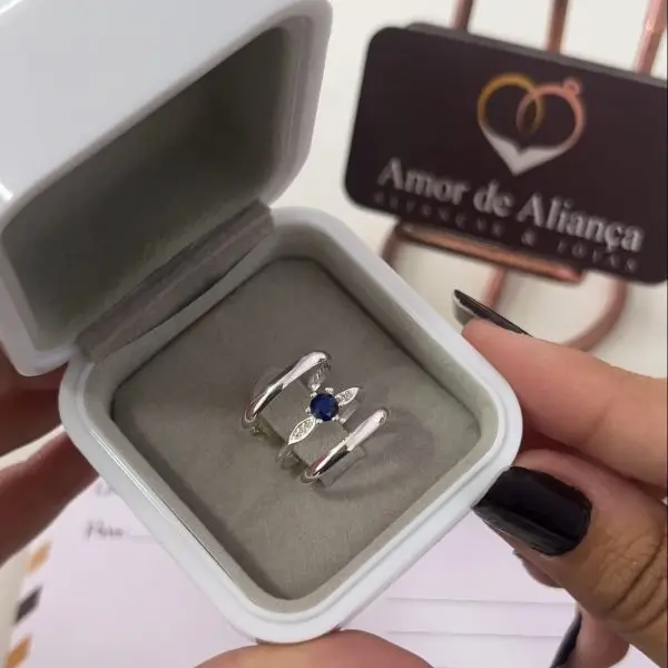 Aliança de Namoro Dália Blue 2mm - Anel de Brinde