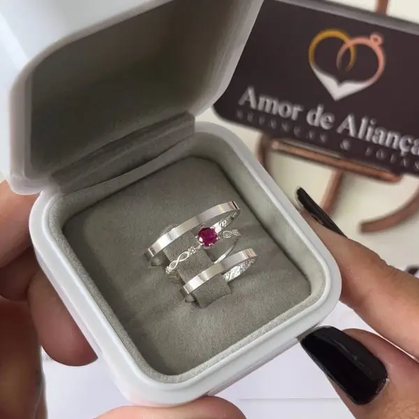 Aliança de Namoro Samira Pink 2mm - Anel de Brinde