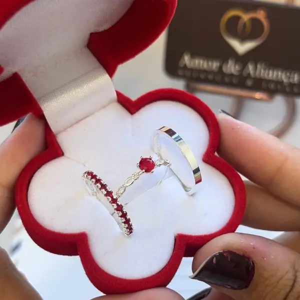 Aliança de Namoro Belize Red 2mm - Anel de Brinde
