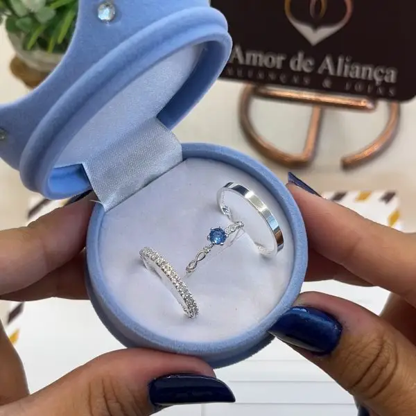 Aliança de Namoro Betina Blue 2mm- Anel de Brinde