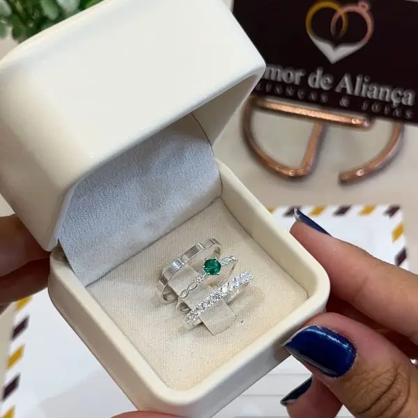 Aliança de Namoro Betina Green 2mm- Anel de Brinde