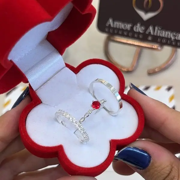 Aliança de Namoro Betina Red 2mm - Anel de Brinde