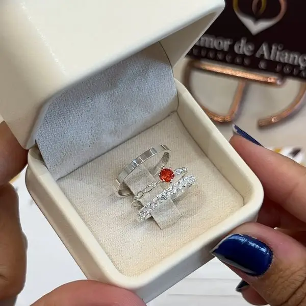 Aliança de Namoro Betina Orange 2mm - Anel de Brinde