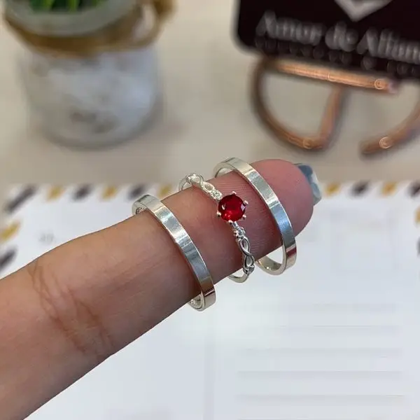 Aliança de Namoro Samira Red 2mm - Anel de Brinde