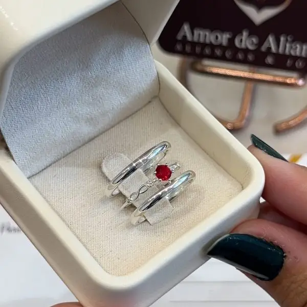 Aliança de Namoro Jasmim Red 2mm - Anel de Brinde