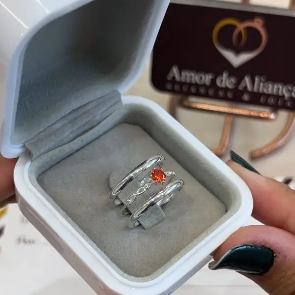 Aliança de Namoro Jasmim Orange 2mm - Anel de Brinde