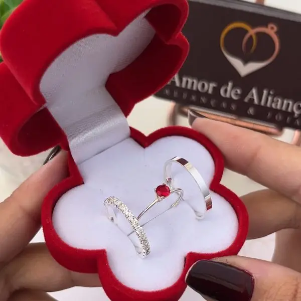 Aliança de Namoro Petite Red 2mm - Anel de Brinde